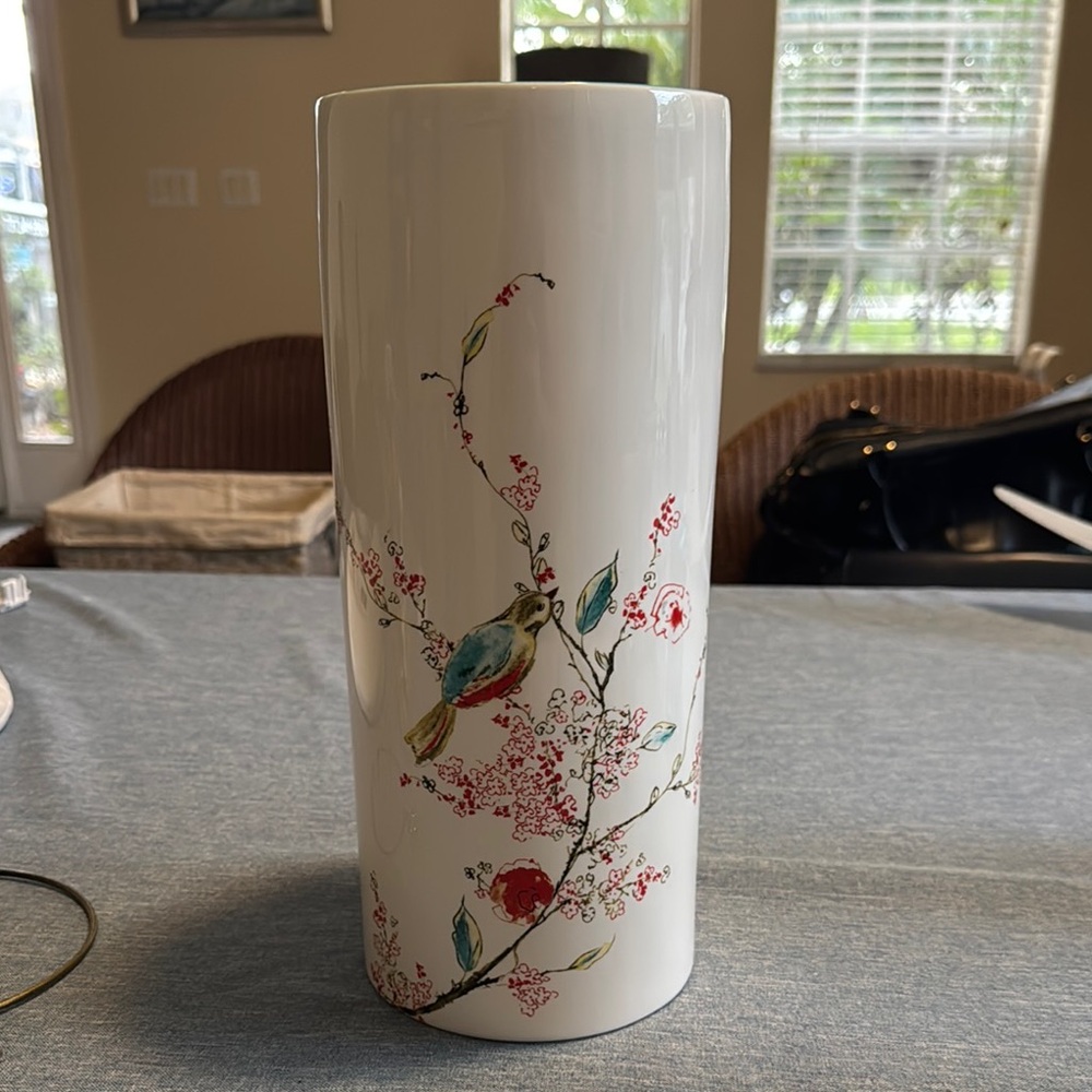 Lenox Chirp Vase /pillar candle with Elegant Floral Accents